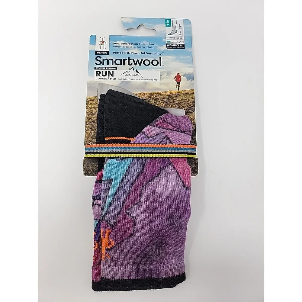 NWT SmartWool Run Athlete Edition Rob Krar Crew Socks - Small -  Meadow Mauve
